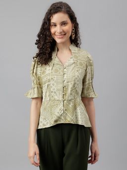 Latin Quarters - Women Printed Green Color Top