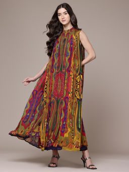 Ritu Kumar - Womens Viscose Printed Paisley Multi-Color Dress