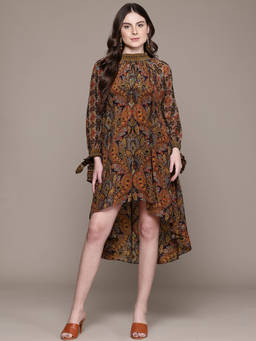 Ritu Kumar - Womens Viscose Printed Paisley Multi-Color Dress