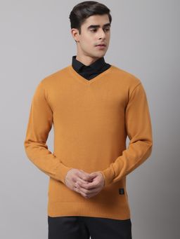 Cantabil - Men Solid Mustard Sweater