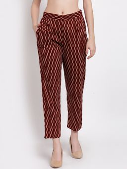 Indibelle - Maroon Smart Fit Peg Pant