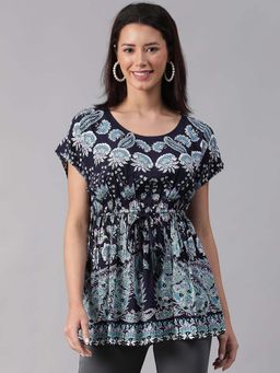 Oxolloxo - Women Navy Blue Floral Top