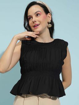 Oxolloxo - Women Black Self Design Top