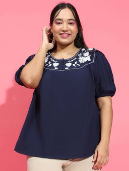 Oxolloxo - Women Navy Blue Solid Top