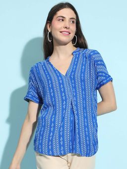 Oxolloxo - Women Blue Printed Top