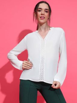 Oxolloxo - Women White Self Design Top