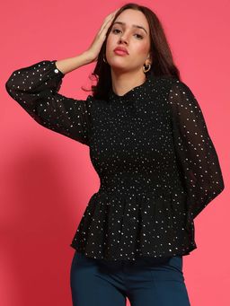 Oxolloxo - Women Black Polka Dots Top