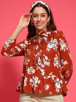 Oxolloxo - Women Rust Floral Top