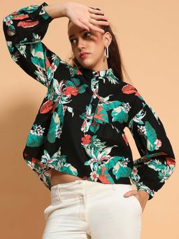 Oxolloxo - Women Black Floral Top