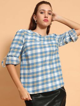 Oxolloxo - Women Blue Checks Top