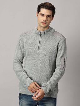 BLACK BUCK - Men Grey Textured Sweater