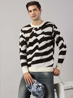BLACK BUCK - Men White Printed Sweater