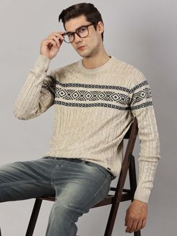 BLACK BUCK - Men Beige Textured Sweater