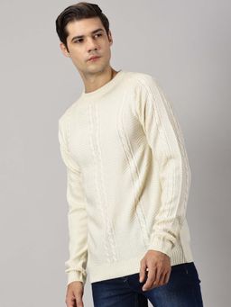 BLACK BUCK - Men Cream Textured Sweater
