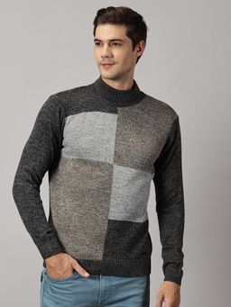 BLACK BUCK - Men Grey Colorblock Sweater