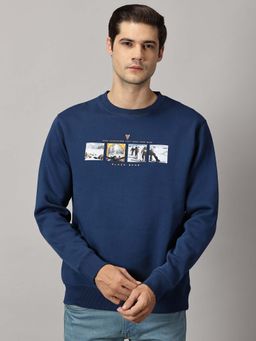 BLACK BUCK - Men Blue Graphic Sweatshirt