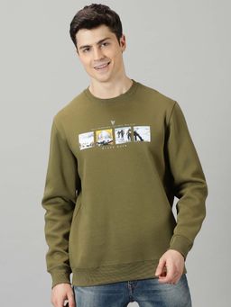 BLACK BUCK - Men Olive Graphic Sweatshirt
