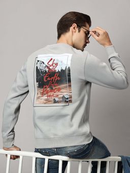BLACK BUCK - Men Grey Graphic Sweatshirt
