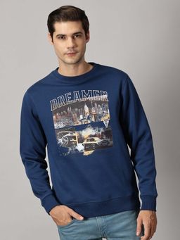 BLACK BUCK - Men Blue Graphic Sweatshirt