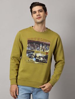 BLACK BUCK - Men Olive Graphic Sweatshirt