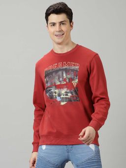BLACK BUCK - Men Red Graphic Sweatshirt