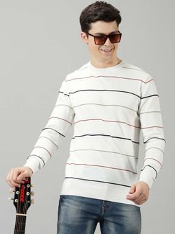 BLACK BUCK - Men White Stripe Sweater