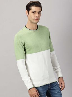 BLACK BUCK - Men Green Colorblock Sweater