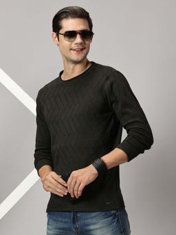 BLACK BUCK - Men Olive Textured Sweater