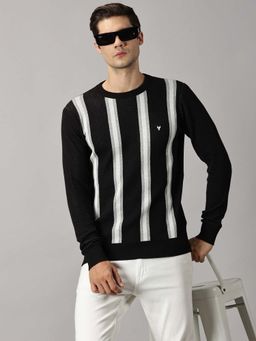 BLACK BUCK - Men Black Stripe Sweater
