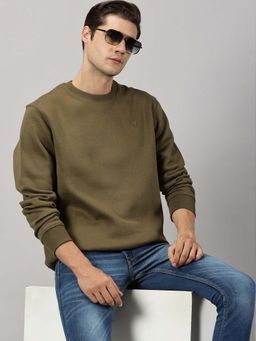 BLACK BUCK - Men Olive Solid Sweatshirt
