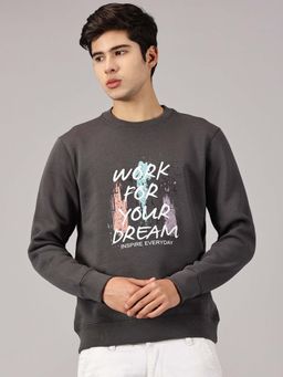 BLACK BUCK - Grey Typography Sweatshirt for Men
