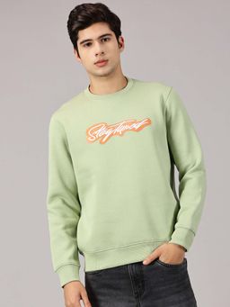 BLACK BUCK - Green Typography Sweatshirt for Men