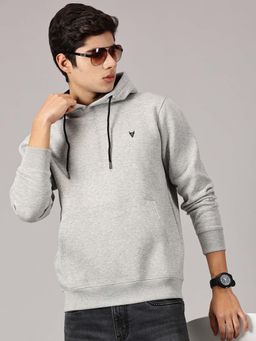 BLACK BUCK - Solid Essential Grey Melange Hoodie for Men