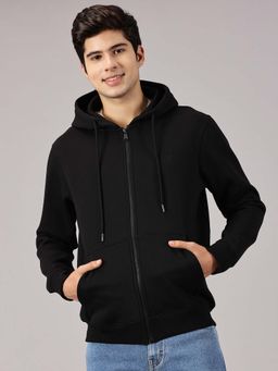 BLACK BUCK - Black Solid Full Zip Hoodie for Men