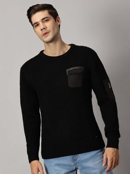 BLACK BUCK - Men Black Textured Sweater
