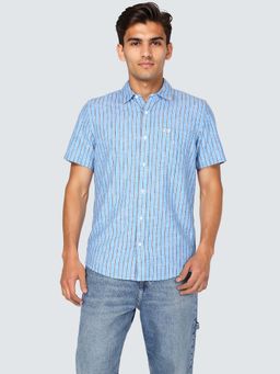 Lee - Men Striped Blue Regular Fit Shirt