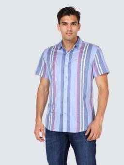 Wrangler - Men Striped Blue Regular Fit Shirt