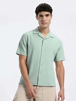 Wrangler - Men Textured Green Shirt