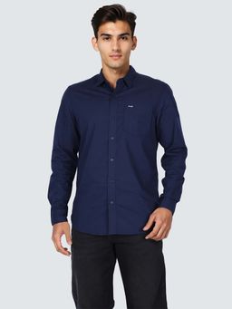 Wrangler - Men Solid Navy Blue Regular Fit Shirt