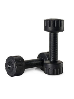 Reach - PVC Dumbbell Set Weights Pack of 2 For Strength Training Home Gym (2kg, Black)