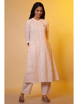 Aurelia - Women Peach Striped Cotton Co-Ord (Set of 2)