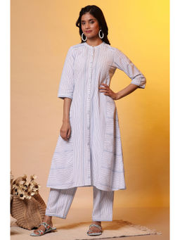 Aurelia - Women White Striped Cotton Co-Ord (Set of 2)