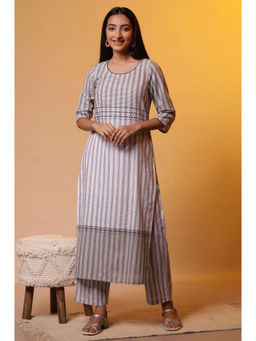 Aurelia - Women Grey Striped Cotton Co-Ord (Set of 2)