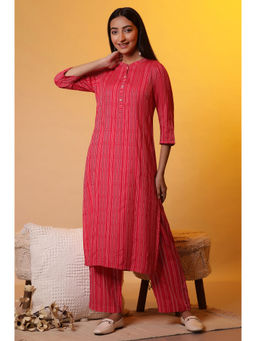 Aurelia - Women Pink Striped Rayon Co-Ord (Set of 2)