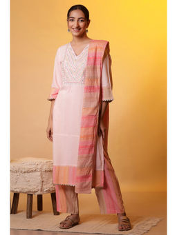 Aurelia - Women Pink Printed Rayon Kurta with Palazzo & Dupatta (Set of 3)