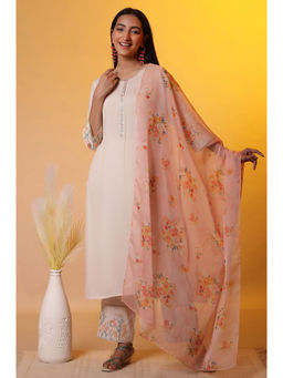 Aurelia - Women Peach Rayon Kurta with Palazzo & Dupatta (Set of 3)