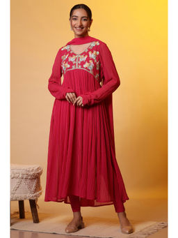 Aurelia - Women Pink Polyester Kurta with Leggings & Dupatta (Set of 3)