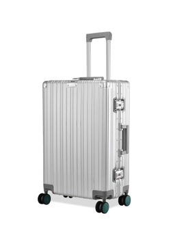 EUME - 100% Aluminium Check - In Medium 60 Cm Silver with Green Wheel