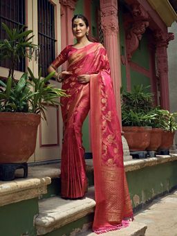 Odette - Pink Colour Art Silk Saree with Art Silk with Unstitched Blouse