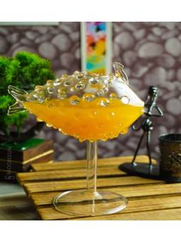 Melbify - Fish Shaped Cocktail Glass with Glass Straw(1Pc) 350 ML